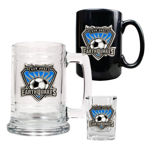 San Jose Earthquakes MLS 15oz Tankard, 15oz Ceramic Mug & 2oz Shot Glass Set - Primary Team Logo