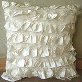 12% Weihnachten Urlaub Verkauf – Vintage Heaven – 50×50 cm Werfen Kissenhüllen – Satin Kissenhuelle mit Net Ruffles