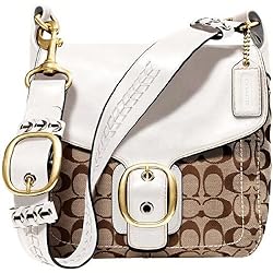 Coach Signature Bleecker Large Flap 11434 Khaki White