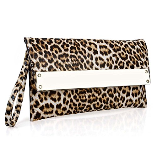 BMC Womens Ultra Thin Faux Leather Mixed Design Animal Print Clutch Handbag