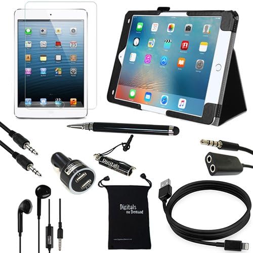 iPad Pro 9.7 Inch Case and Accessories - DigitalsOnDemand ® 9-Item Kit for Apple iPad Pro 9.7" (2015 Release) - Leather Cover Case, Screen Protector, Stylus Pen, USB Cables + Charger
