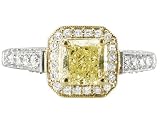 Natural Fancy Yellow Diamond Engagament Ring 1.73 Carat (ctw) in 18K White and Yellow Gold