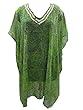 Sheer Cover Up Kaftan Printed Green Sundress