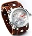 Nemesis #BLHST080S Men's Signature Collection Triple Time Zone Oversized Wide Leather Cuff Band Watch