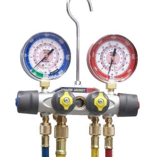 Yellow Jacket 49977 Titan 4-valve Test & Charging Manifold *F R-22/R-410A with 60