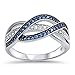 Weave Knot Blue Simulated Sapphire Fashion Ring New 925 Sterling Silver Band Sizes 5-12