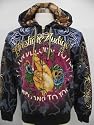 CHRISTIAN AUDIGIER ED HARDY MENS LUCK HOODIE SHIRT RHINESTONES SLATE Size (Men's) XL