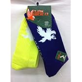 Flow Society Authentic Lacrosse Gear Socks Flow Eagle Glow One Deep Purple, One Neon Yellow pair (This is a pack of 2 pairs of socks.) Size Medium Fits Shoe 4-8.5