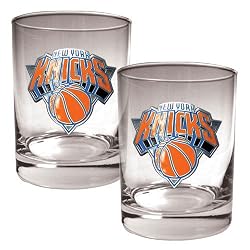 New York Knicks NBA 2pc Rocks Glass Set - Primary Logo by Great American Products