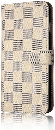 QCMD 1x Newest Style Luxury Deluxe Grid Wallet Checker Pattern Flip Cover Leather Case for New Apple Iphone 4.7" 6 6g Lv18 White Brown Black Grey (white)
