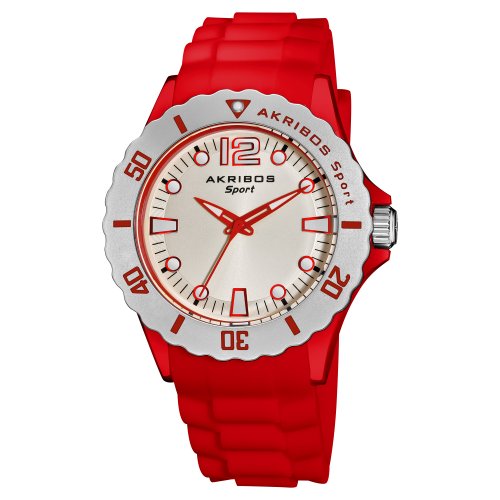 Akribos XXIV Women's AK536RD Luminous Quartz Silicon Strap Watch