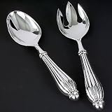 FLUTES SERVING SPOON/FORK - FLUTES SILVER PLATED SERVING SPOON/FORK SET