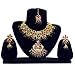 Bollywood Set Kareena dunkelrote Steine goldfarbene Fassung indisches Schmuck-Set 3-teilig
