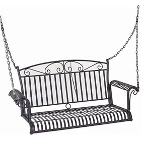Tropico Iron Ourdoor Patio or Porch Swing Bench - Black