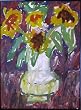 Sun Flowers, Original Oil Painting on Canvas By Carmel Artist Janet Ament De La Roche - Framed Artwork