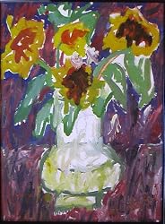 Sun Flowers, Original Oil Painting on Canvas By Carmel Artist Janet Ament De La Roche - Framed Artwork