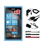 Premium 3 Packs of LCD Clear Screen Protector + Rapid Wall Charger + Rapid Car Charger + Micro USB Cable + Red/Silver/Black for Nokia Lumia 800