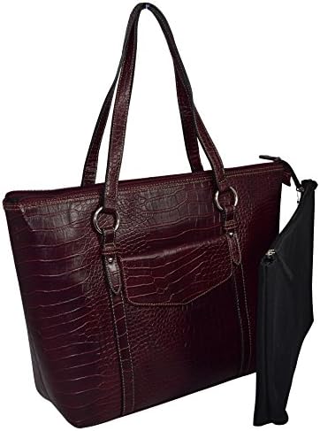 Ultimate Work Tote, "Marleen Exotic" Faux Croco Business Women's 15.5" Laptop Tote With Padded Removable Compartment - Red