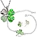 Read 18k Gold Plated Swarovski Crystal Four Leaf Clover Cubic Zirconia Pendant Necklace, Earrings and Bracelet Set - Peridot Green Details 18k Gold Plated Swarovski Crystal Four Leaf Clover Cubic Zirconia Pendant Necklace, Earrings and Bracelet Set - Peridot Green