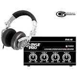 Pyle Professional DJ Headphone Amplifier Package PHPDJ1 Professional DJ Turbo Headphones PHA40 4 Channel Stereo Headphones Amplifier ipod headphones