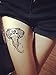 BTArtbox 2 Sheets Black & White Elephant Pattern Lace Temporary Tattoo