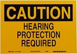Brady 84537 7 Height, 10 Width, B-302 High Performance Polyester, Black On Yellow Color Confined Space Sign, Legend Caution, Hearing Protection Required
