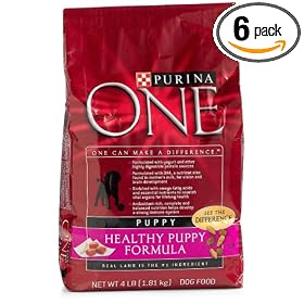 Purina One Dog Food Healthy Puppy Formula, 4-Pound Bags (Pack of 6)
