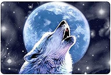 Go Dating thickness,Cool Design Night Moon Wolf Entrance Indoor/Outdoor Floor Mat Doormat 23.6(L) x 15.7(W)