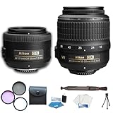 Nikon 35mm F/1.8 G DX AF-S Nikkor Lens + Nikon 18-55mm VR AF-S DX Nikkor Lens + 3Pcs Filter Kit + Lenspen + Lens Cleaning Kit For Nikon D3000, D3100, D5000, D5100, D7000 DSLR Cameras