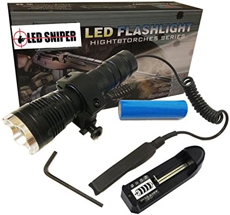 Ledsniper® Hot Sale!! Cree T6 1800lm Tactical Flashlight Wholekit+mount&pressure Switch&picatinny Rail&charger&18650 Battery for Hunting