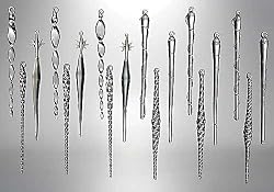 Club Pack of 18 Snowfall Valley Iridescent Glass Icicle Christmas Ornaments 7.5"