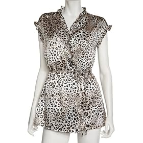 Buy Cinema Etoile Ladies Jaguar Charmeuse Babydoll And Wrap Set With Matching Thong by Cinema Etoile