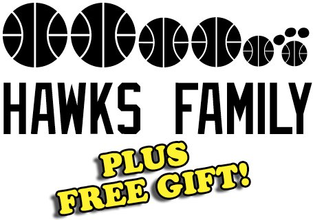 16" x 6.75" Hawks Basketball Family Vinyl Sticker Decal [Die-cut, White] + with Free Basketball Pencil