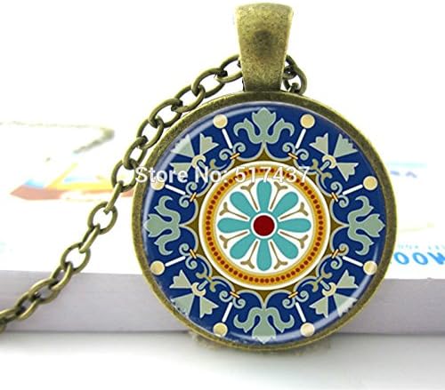 Pretty Lee Hot-Sale-Fashion-Moroccan-Pendant-Glass-Art-Pendant-Mandala-Necklaces-Pendants-For-Women-Men-Wholesale-Glass Necklace Pendants