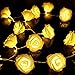 KingSo® 20 LED Battery Operated Rose Flower String Lights Wedding Garden Christmas Decor (Warm White)