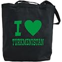 Canvas Tote Bag Black " I Love Turkmenistan " Country