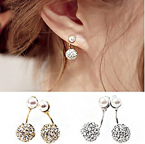 MaxMoMo Women's Fashion Jewelry Metal and Crystal Black and White Diamond Earring/ear Stued (diamond and white)