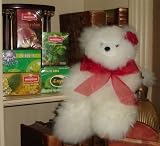 5 Boxes Bolivian Teas + Hand Made White Baby Alpaca Fur Teddy Bear #03. Gift Set