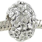 .925 Silver TINY FLOWERS Charm Bead fits European Cable Bracelet