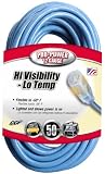 Coleman Cable 02568 12/3 50-Foot Hi-Visibility/Low-Temperature Outdoor Extension Cord
