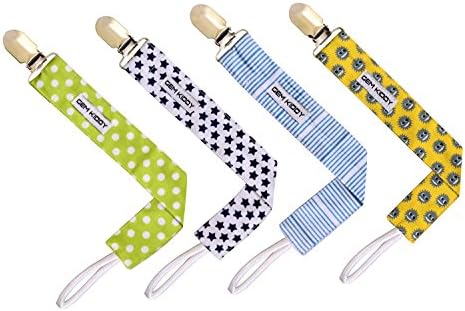 Gem Kiddy Pacifier Clips for Boys | 4 Pack | Best Baby Shower Gift