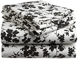 Buy : Pinzon 160-Gram Printed Flannel Twin Sheet Set, Black Floral