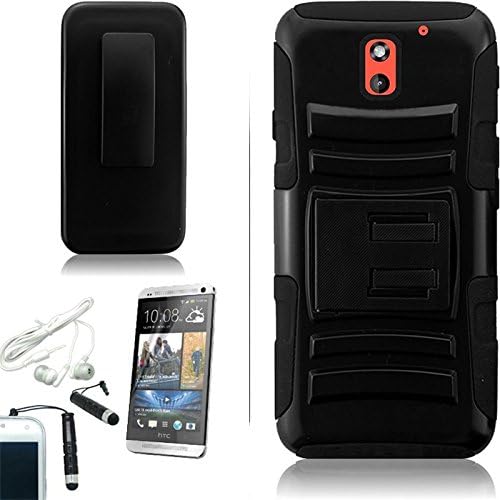 [ARENA] BLACK HYBRID SIDE STAND COVER BELT CLIP HOLSTER CASE for HTC DESIRE 612 VERIZON + FREE ARENA ACCESSORIES