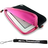 Slim High Quality Durable Glove Sleeve Case with extra pocket Custom Made For Barnes & Noble Nook eBook Reader (RED) + Includes a 4-Inch eBigvalue Determination Hand Strap