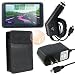 Black Leather Case for Garmin Nuvi 255W + Car Charger (Mini USB) + Travel Charger (Mini USB) + Universal Reusable Screen Protector