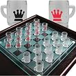 Beer Mug Checkers Set with Frosted Glass Board