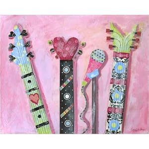 Oopsy Daisy Guitar Girl 30x24 Canvas Art Image Wrap by 