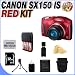 Canon PowerShot SX150 IS 14.1 MP Digital Camera with 12x Wide-Angle Optical Image Stabilized Zoom with 3.0-Inch LCD (Red) + 32GB SDHC Memory Card + 4 Rechargeble NIMH AA Batteries + Ac/Dc Rapid Charger + Memory Card Wallet + SDHC Card Reader + LCD Screen Protectors + Case + Accessory Saver Bundle!