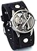 Nemesis #NE919BL Men's Wide Leather Spinning Iron Cross Bone Cuff Watch