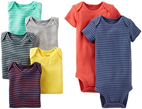 Carter's Baby Boys' 7 Pack Bodysuits (Baby) - Assorted Solids - Assorted Stripes